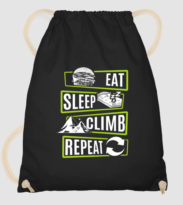 Eat sleep climb repeat model negru pe tricou