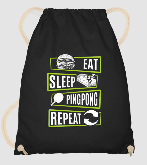 Eat sleep PING PONG repeat model negru pe tricou