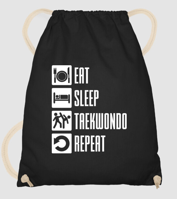 Eat sleep taekwondo model negru pe tricou