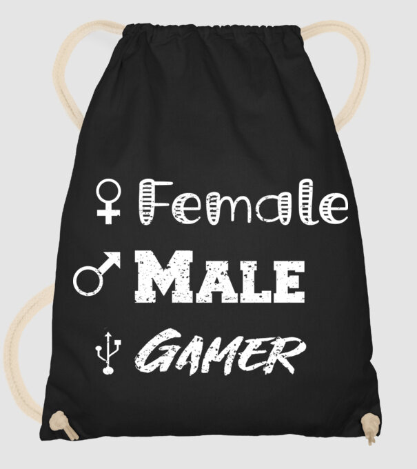 Female Male Gamer model negru pe tricou