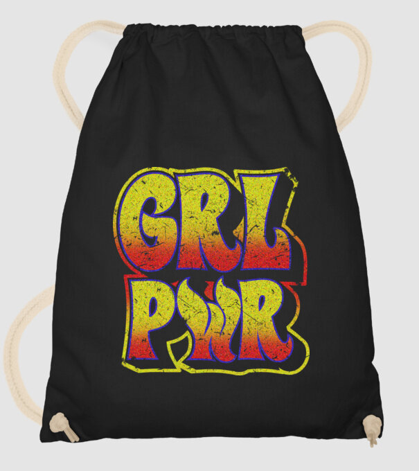 Girl Power retro model negru pe tricou
