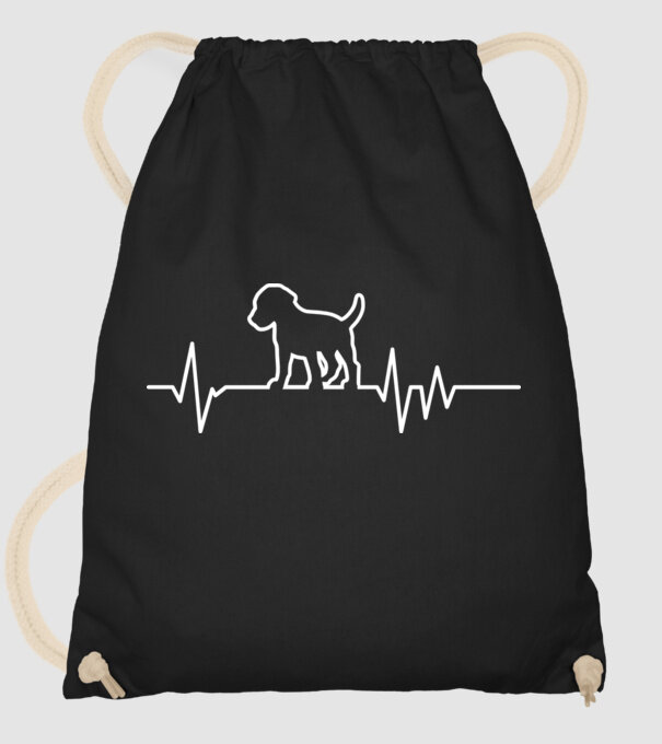 Heartbeat line Beagle model negru pe tricou