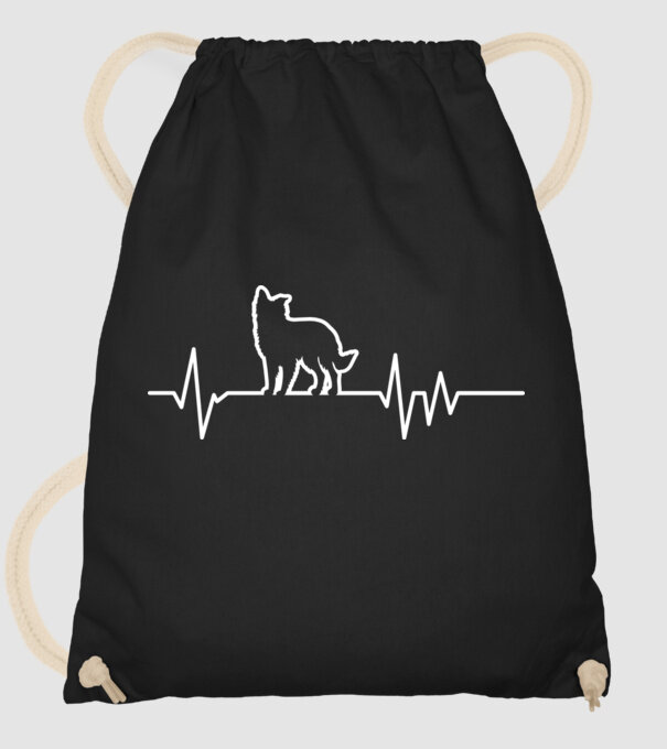 Heartbeat line Border Collie model negru pe tricou