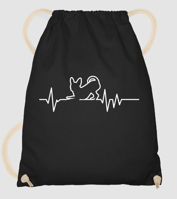 Heartbeat line Chihuahua model negru pe tricou