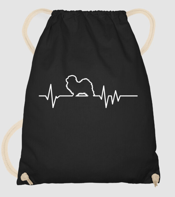 Heartbeat line Havanese model negru pe tricou