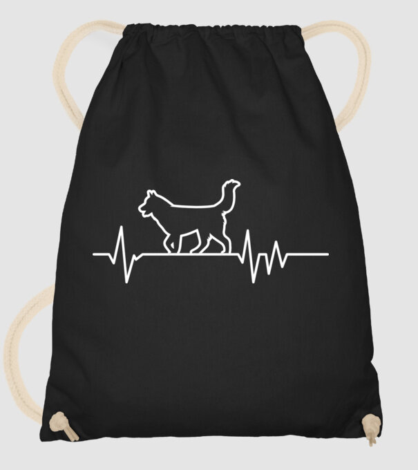 Heartbeat line Husky model negru pe tricou