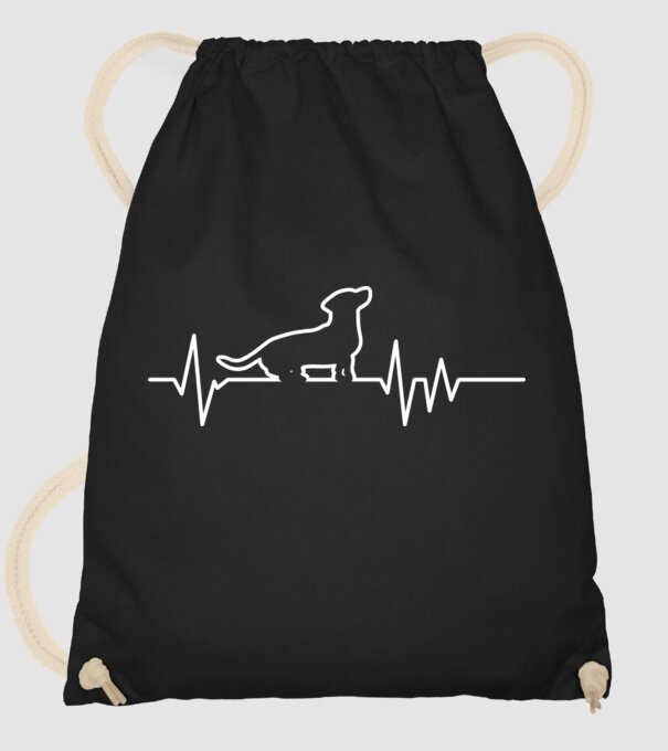 Heartbeat line Teckel model negru pe tricou