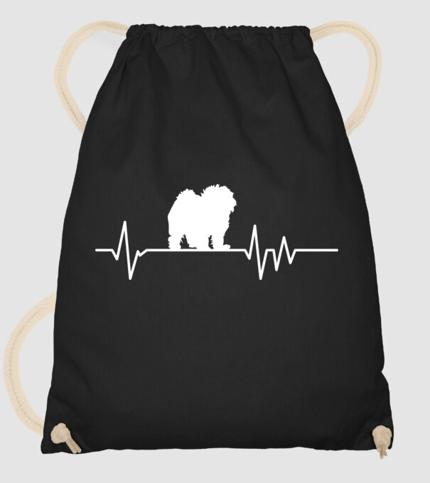 Heartbeat silueta Bolognese model negru pe tricou