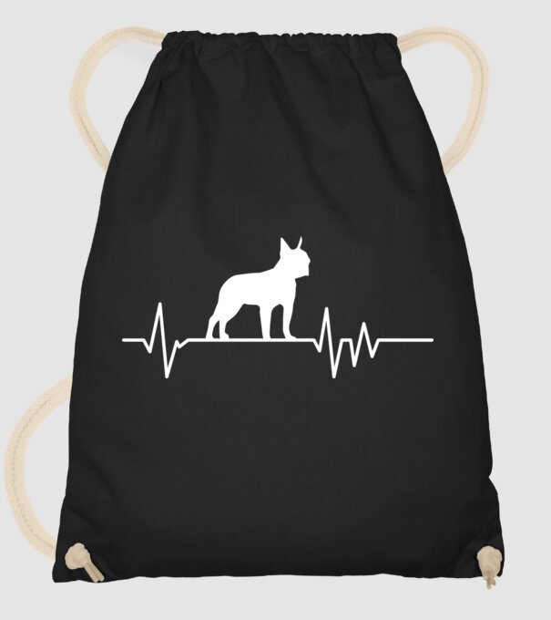 Heartbeat silueta Boston terrier model negru pe tricou