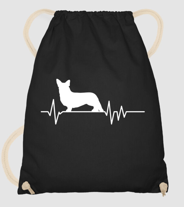 Heartbeat silueta Corgie model negru pe tricou