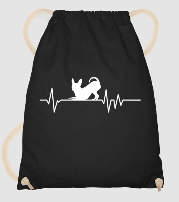 Heartbeat silueta Chihuahua model negru pe tricou