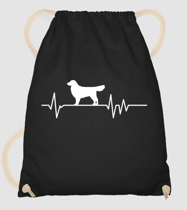 Heartbeat silueta Golden retriever model negru pe tricou