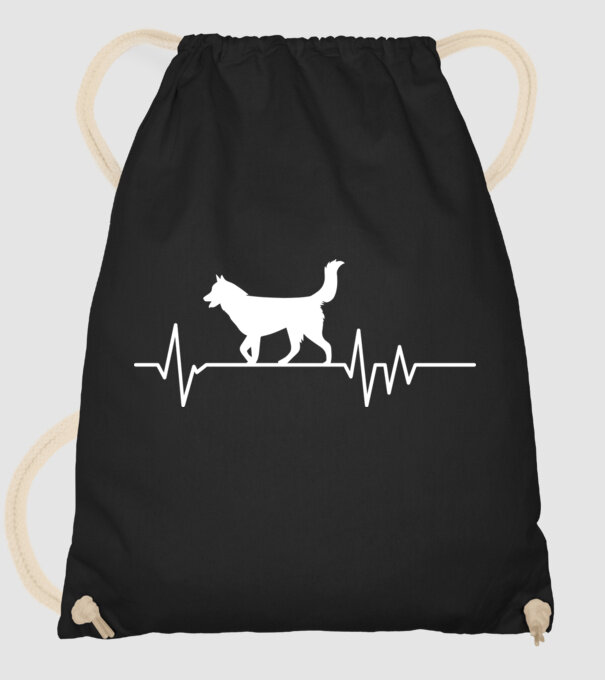Heartbeat silueta Husky model negru pe tricou
