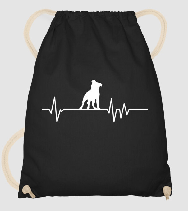 Heartbeat silueta Staffordshire terrier model negru pe tricou