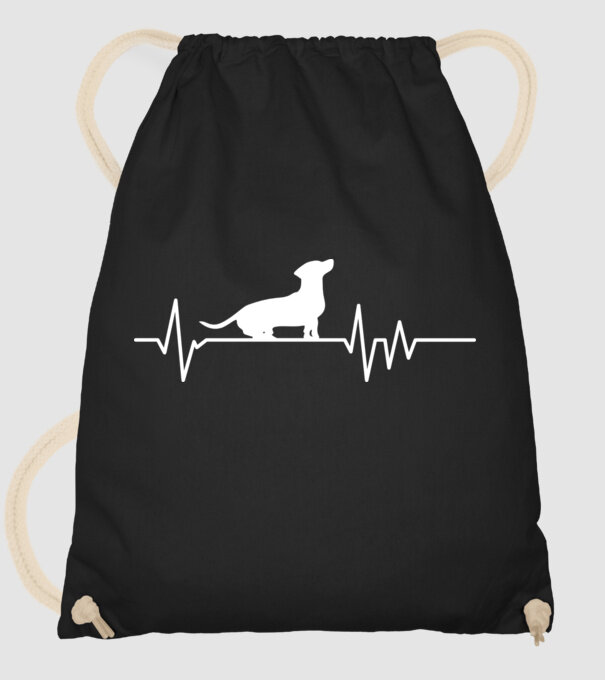 Heartbeat silueta Teckel model negru pe tricou