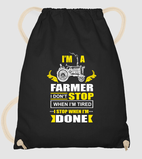'I''m a farmer, i don''t stop when i''m tired' model negru pe tricou