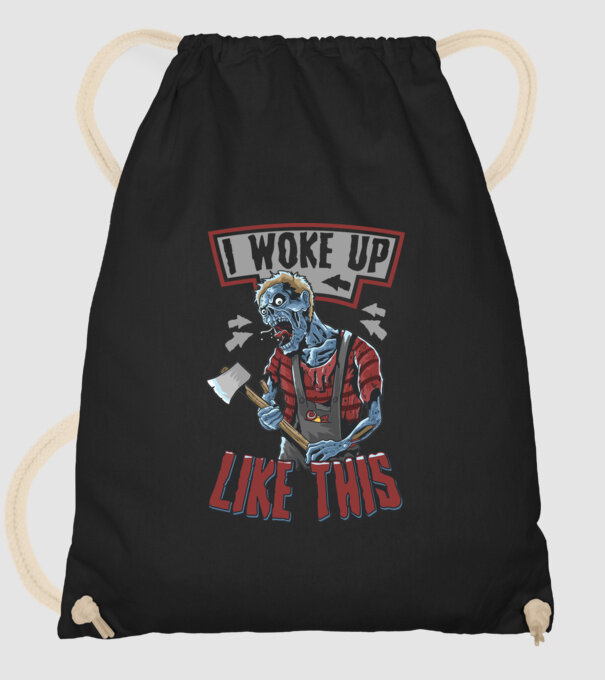 I woke up like this model negru pe tricou