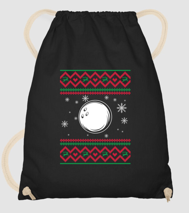 Model tricotat de Crăciun - bowling model negru pe tricou
