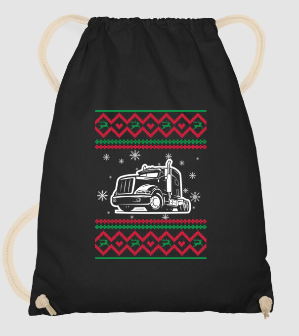 Model tricotat de Crăciun - camion model negru pe tricou