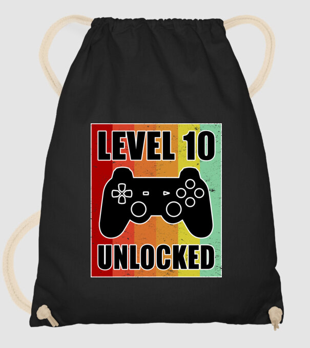 level 10 unlocked retro gamer model negru pe tricou