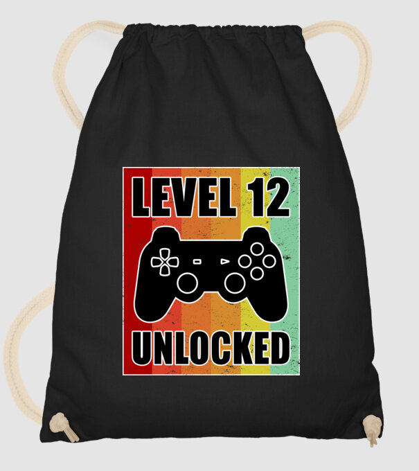 level 12 unlocked retro gamer model negru pe tricou