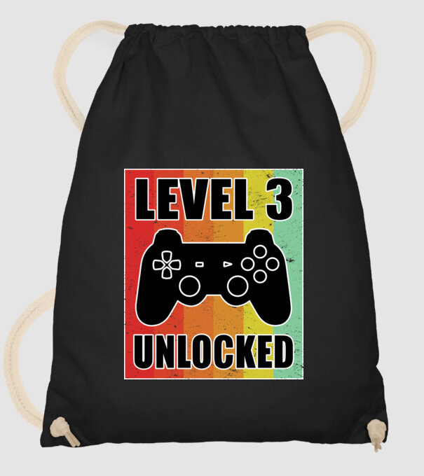 level 3 unlocked retro gamer model negru pe tricou