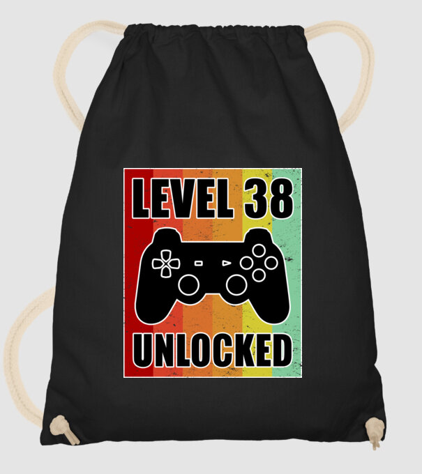 level 38 unlocked retro gamer model negru pe tricou