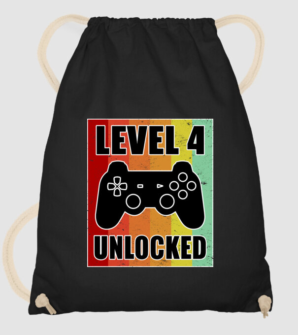 level 4 unlocked retro gamer model negru pe tricou