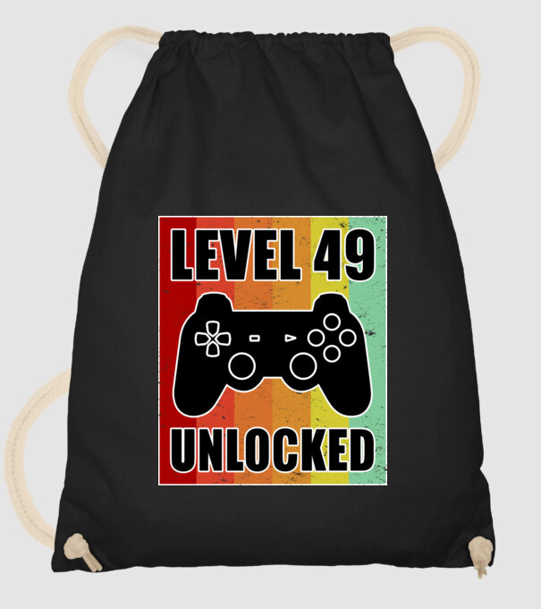 level 49 unlocked retro gamer model negru pe tricou
