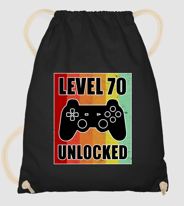 level 70 unlocked retro gamer model negru pe tricou