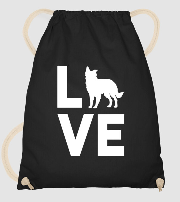 LOVE Border Collie model negru pe tricou