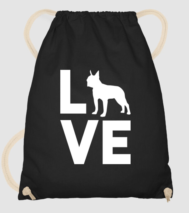 LOVE Boston Terrier model negru pe tricou