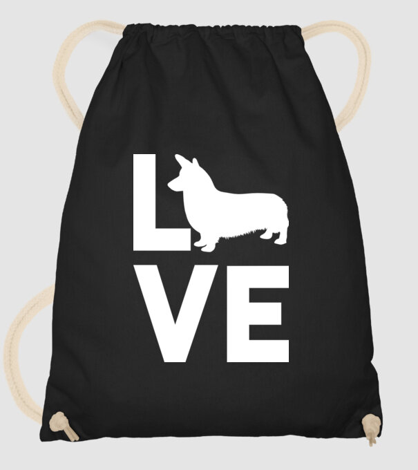 LOVE Corgie model negru pe tricou