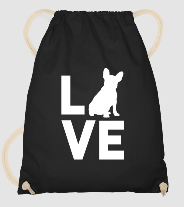 LOVE Bulldog francez model negru pe tricou