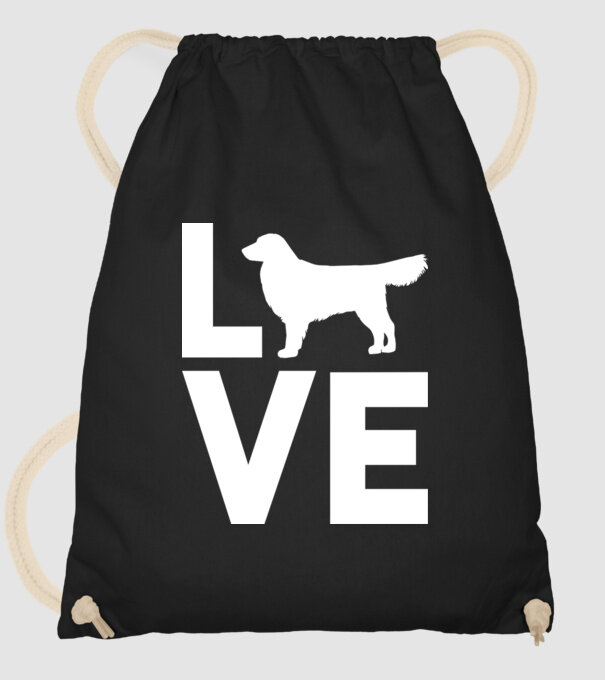 LOVE Golden Retriever model negru pe tricou