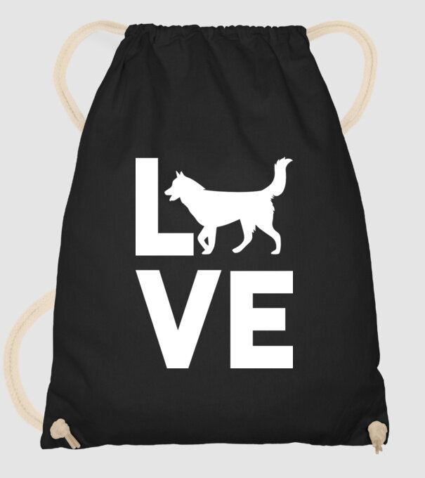 LOVE Husky model negru pe tricou