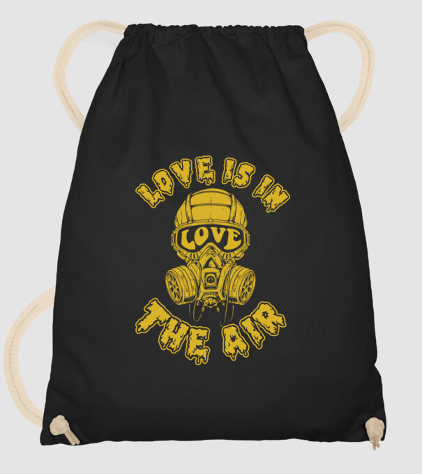Love is in the air yellow model negru pe tricou