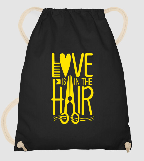 Love is in the hair model negru pe tricou
