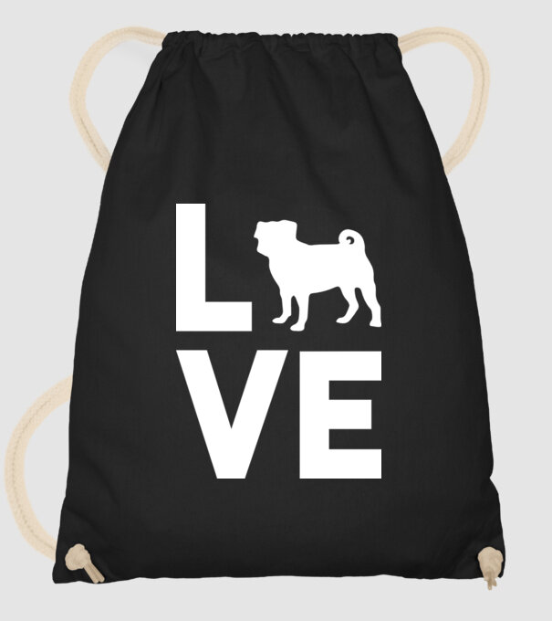 LOVE Mops model negru pe tricou