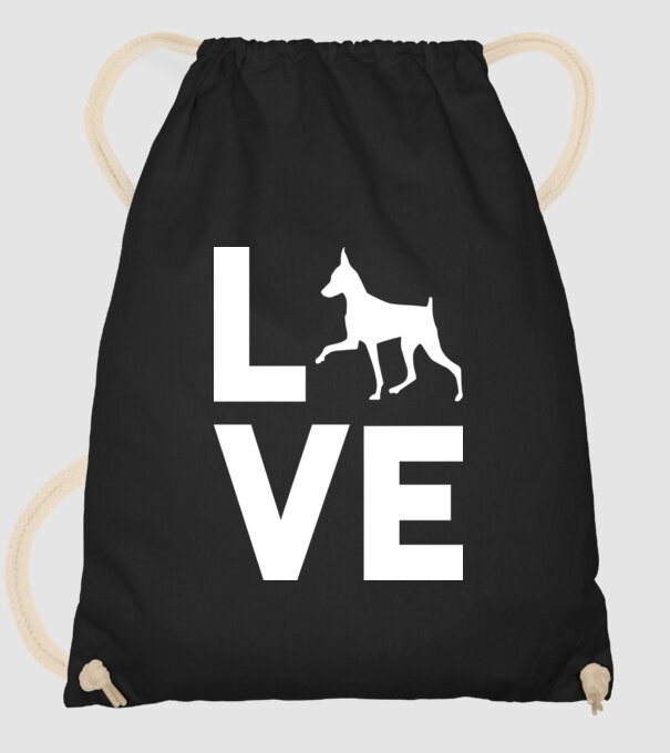 LOVE Pinscher model negru pe tricou