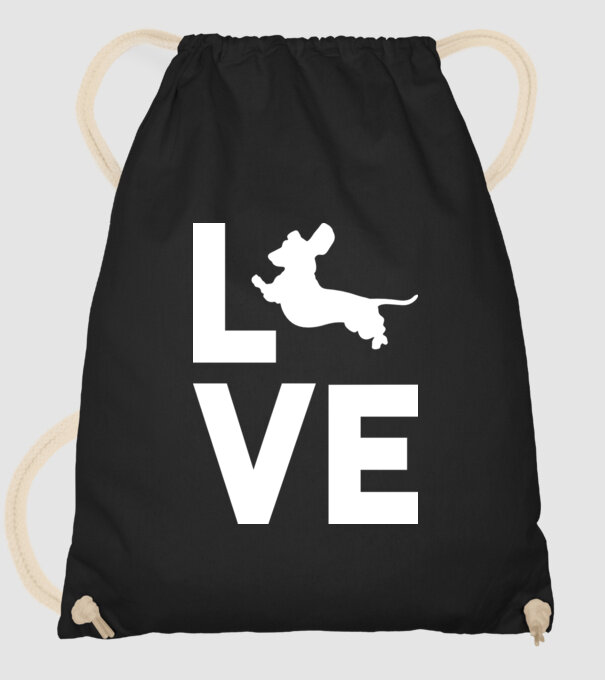 LOVE Teckel model negru pe tricou