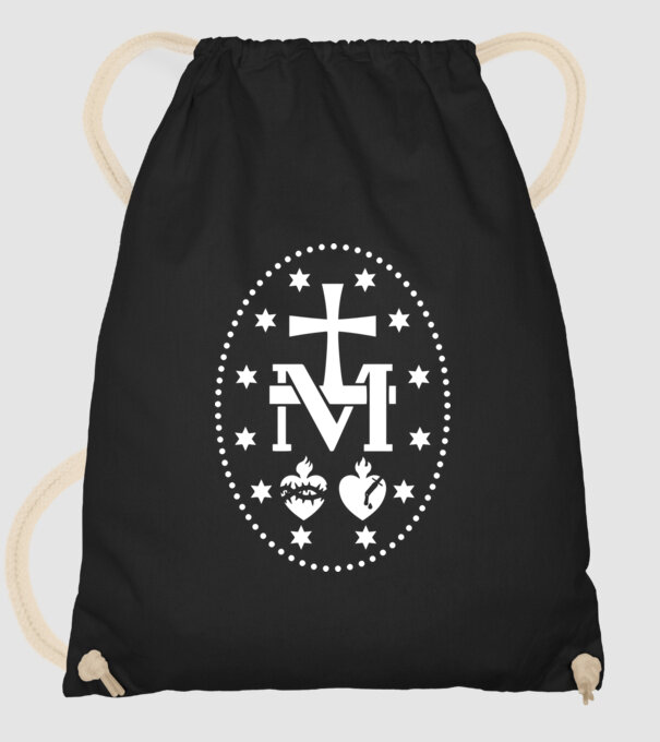 Simboluri medalie Maria model negru pe tricou
