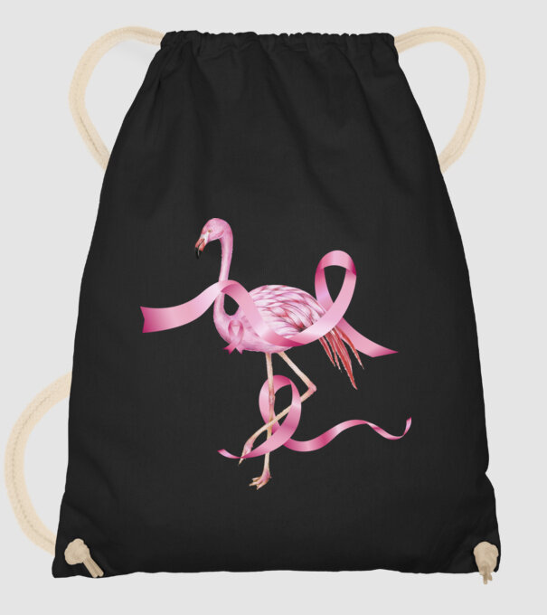 Împotriva Cancerului de sân flamingo model negru pe tricou
