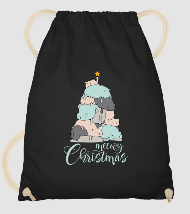 Meowy Christmas model negru pe tricou