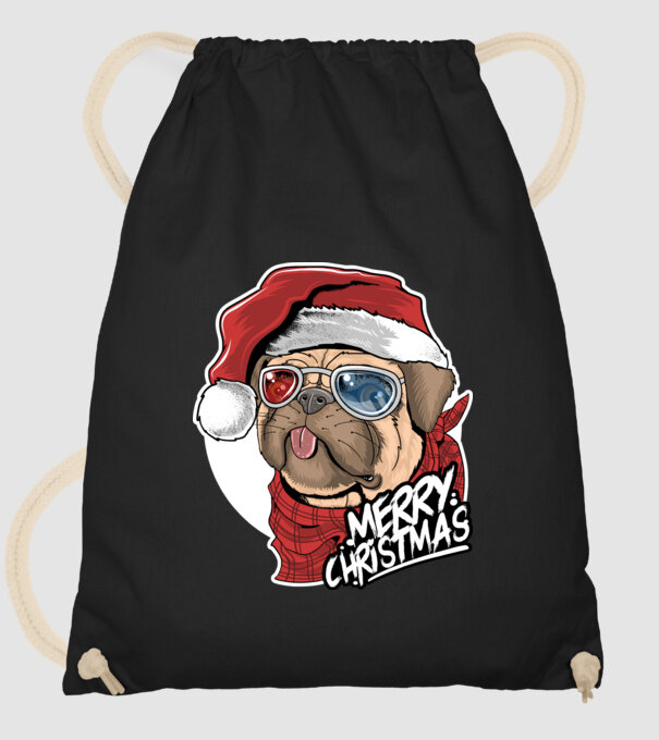 Merry Christmas Mopsz model negru pe tricou