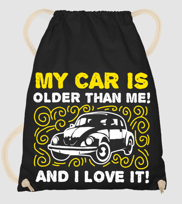 My car is older than me and I love it model negru pe tricou