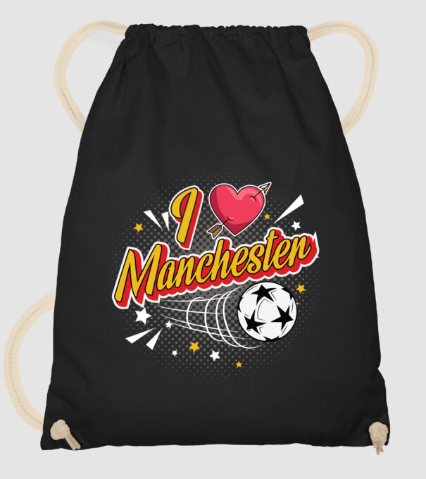 Popart Manchester model negru pe tricou
