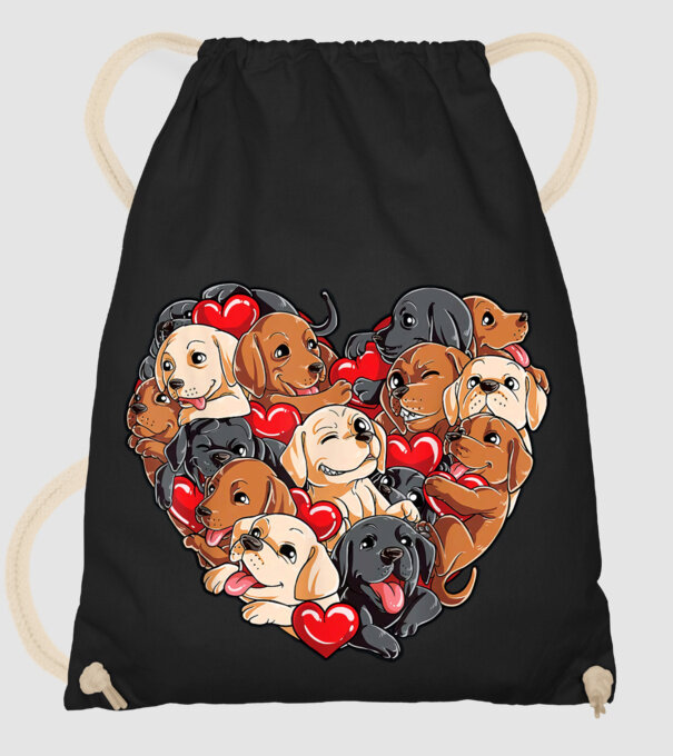 Puppy Heart model negru pe tricou