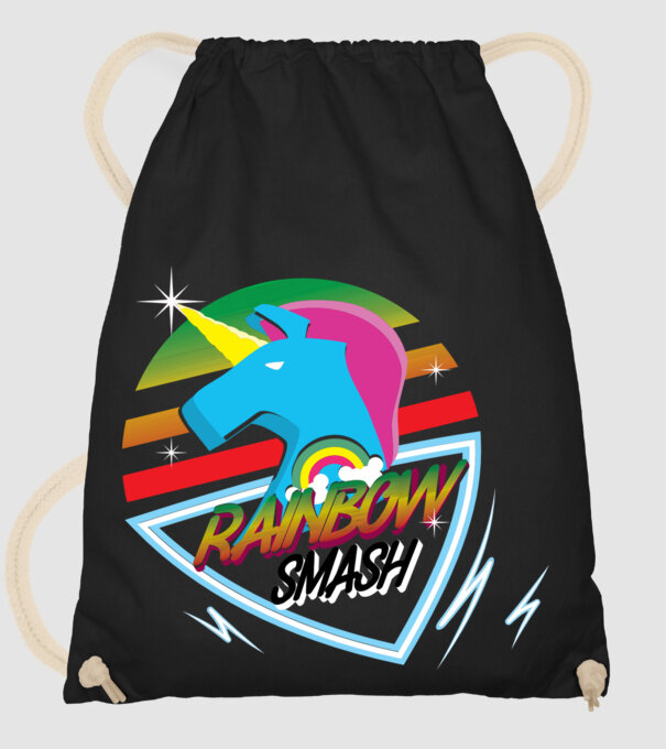 Rainbow smash model negru pe tricou