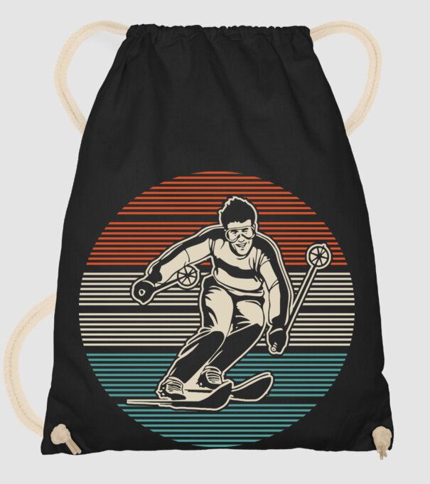 Retro circle ski model negru pe tricou